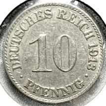1913 A German Empire 10 Pfennig Coin - $8.90