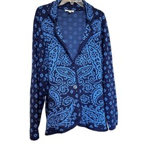 Isaac Mizrahi blue Paisley button front cardigan Size 3X - £22.61 GBP
