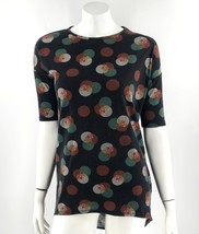 LuLaRoe Irma Tunic Top XXS Black Orange Green Circle Print Short Sleeve ... - $9.90
