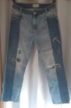 Free People Jeans Women Size 29 Blue Patch Distressed Mom High Rise RR - $29.69