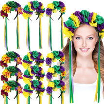 12 Pcs Mardi Gras Headband Floral Flower Headpiece for Women Bulk Mardi Gras Cro - £14.48 GBP