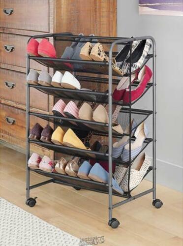 Whitmor Gunmetal 5-tier Dual-Sided Shoe Cart Holds 30 Shoes 24.6"Lx17"Dx35.5"H - $42.74
