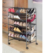 Whitmor Gunmetal 5-tier Dual-Sided Shoe Cart Holds 30 Shoes 24.6&quot;Lx17&quot;Dx... - £33.60 GBP