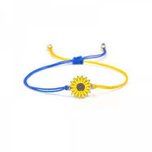 Lucky Knot Sunflower Bracelets Ukraine Flag Color Blue Yellow Women Men Charm Wo - £7.88 GBP