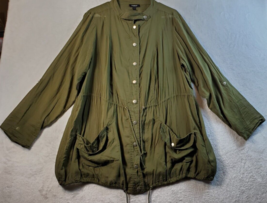 Torrid Jacket Womens Size 1 Green 100% Cotton Long Sleeve Pockets Button Front - £16.60 GBP