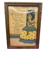 Vintage Framed Gift Mom Wood Ornate Golden Glass Picture “A Mother’s Love ” Poem - $30.38