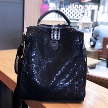 Mesh Netting Iridescent Paillette Backpack Women High Quality Sparkle Shiny Dail - £56.84 GBP