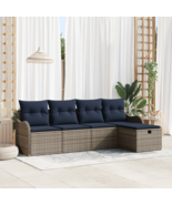  5 Piece Outdoor Sofa Set with Cushions Gray Poly Rattan - $8,492.65 MXN