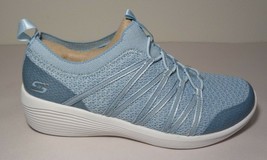 Skechers Size 6.5 ARYA Blue Slip On Wedge Memory Foam Sneakers New Women&#39;s Shoes - £69.69 GBP