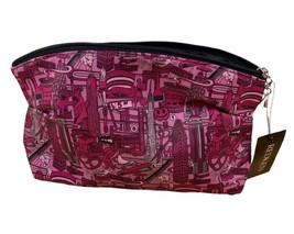 Redkin Radio Music Hall Cosmetic Bag New York Pink and Burgandy Makeup Tags - $14.79