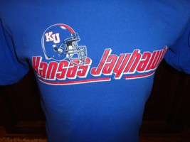 Blue Campus One KU Kansas Jayhawks Football Helmet Graphic NCAA T-shirt Adult S - £15.58 GBP