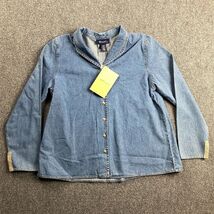 Denim &amp; Co Jacket Women&#39;s Large Blue Long Sleeve 100% Cotton NWT - $365.38 MXN