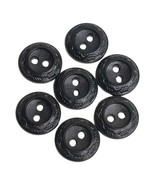 Lot 7 Buttons Vintage Black with Leaf Edging Molded 15 mm Diameter 2 Hole