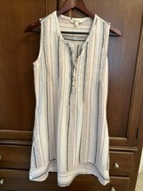 Briggs Dress Small Striped Sleeveless Short Loose Fit Boho Beachy Pockets - $17.82