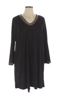 PHILOSOPHY Womens Dress Black Faux Suede Embroidered Flare Sleeve 1X NWT $108 - £14.34 GBP