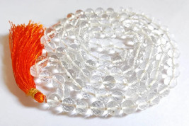 8 mm size Crystal Quartz Japa Mala, Sfatik, Sphatik Faceted Himalayan - $44.09