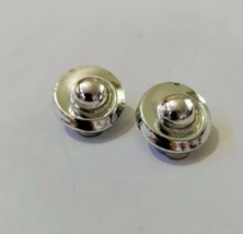 Vintage Bergere Round Clip On Earrings Silver Tone 3D Abstract - £5.60 GBP