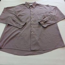 Van Heusen Pique Long Sleeve Men&#39;s Purple Button Up Shirt Size 17 1/2 (3... - $11.08