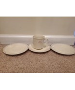 Lot of 3 Corelle 6&#39;&#39; Tea Cup + Tea Cup Saucers Pink/Blue Trim Bands - $16.39 CAD