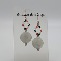 Shimmering White Mother of Pearl Earrings with Swarovski Bicones  - $15.00