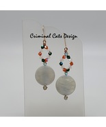 Shimmering White Mother of Pearl Earrings with Swarovski Bicones  - $15.00