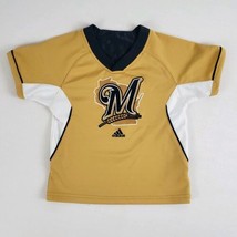 Adidas Milwaukee Brewers Shirt Jersey Youth Medium 6-8 Gold Blue Embroid... - £7.81 GBP