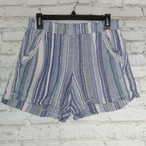 Briggs Shorts Women&#39;s Medium Blue White Striped Crochet Pockets Linen Blend - £11.50 GBP