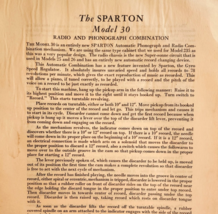 1931 Sparton Radio Phonograph Model 30 Info Advertisement Catalog Page F20B - $371.81 MXN