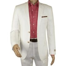 Men's Summer Linen Suit Apollo King Half Lined 2 Button Modern Fit SLN8 White image 2