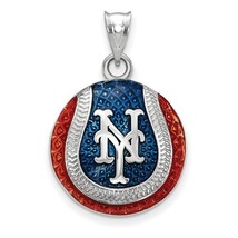 Sterling Silver Enameled New York Mets Baseball Pendant - $158.99