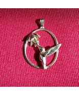 Hummingbird &amp; Flower Goldtone 925 Silver 1” Pendant J180 - €24,01 EUR