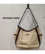 Michael Kors Wicker Shoulder Bag Straw Summer Brown Crossbody Tote Purse... - $146.33 CAD