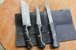 damascus hand forged hunting/kitchen  knives set From The Eagle Collectio 38 - £79.37 GBP