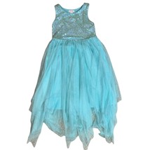 Cat &amp; Jack Handkerchief Hem Aqua Sparkly Girls Dress Medium (7/8) - £13.58 GBP