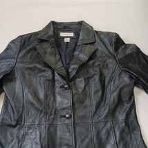 Preston & York Women's Black Genuine Lamb Skin Leather Buttons Jacket Size Large image 13
