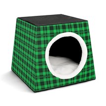 Mondxflaur Green Grid Cat Beds for Indoor Cats Cave Bed 3 in 1 Pet House - £26.53 GBP