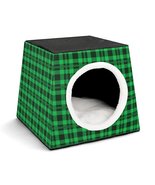 Mondxflaur Green Grid Cat Beds for Indoor Cats Cave Bed 3 in 1 Pet House - £26.43 GBP