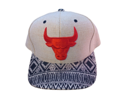 Chicago Bulls NBA Aztec Tribal Strapback Twill Hat Cap Vintage Mitchell &amp; Ness - £15.48 GBP