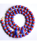 Collana Vintage Chevrons &amp; Cuore Bianco Veneziano Multistrato Perline... - $38.20