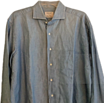 Orion Italian Chambray Linen Blend Long Sleeve Button Up Shirt Mens L 16... - $69.99