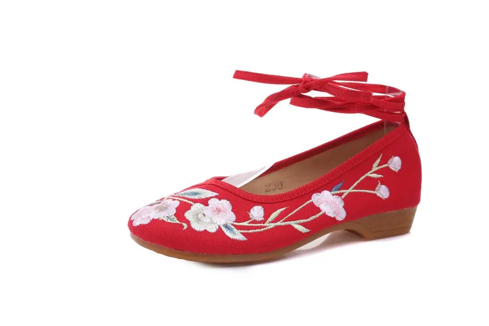 Veowalk Ankle Strap Women Costume Canvas Flat Shoes Ladies Casual Cotton Embroid - £123.40 GBP