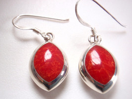 Simulated Coral and Mother of Pearl Earrings 925 Sterling Silver REVERSIBLE - £11.13 GBP