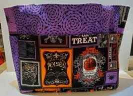 Spider Skeleton Poison Halloween Trick Treat XL Purse/Project Bag Handmade 15x18 - £37.21 GBP