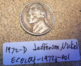 1972 D Jefferson Nickel Rim Strike Doubling Error; Vintage Old Coin Money - £9.44 GBP