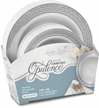 Laura Stein Designer Dinnerware Set of 80 Premium Plastic Wedding/Party Plates:  - $28.49+