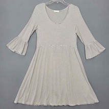 Maurices Women Dress Midi Size S White Stretch Stripe Scoop Neck 3/4 Bell Sleeve - £8.00 GBP
