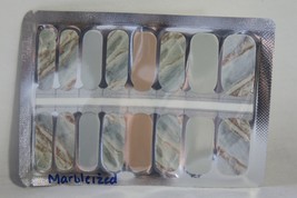 Nail Polish Strips (new) MARBLEIZED - BLUE, GREEN &amp; GOLD MIXTUER - 16 - £8.70 GBP