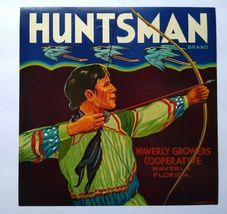 Huntsman Brand Fruit Crate Label Original 1940s Cranes Bow &amp; Arrow Waver... - $8.09