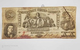 1861 First Serie $20 T-20  The Confederate States of America Banknote - £46.51 GBP