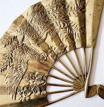 Solid Brass Fans Phoenix Design MCM Lot Of 2 Wall Decor Enesco Taiwan ROC E30 - $49.99